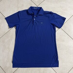 B Draddy Sport Polo Shirt Mens M Blue Performance Stretch Golf Wicking Beach USA